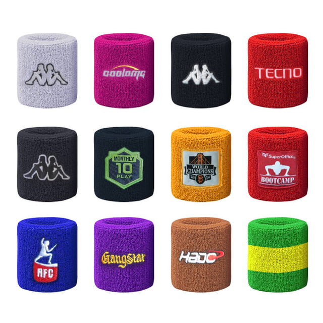 Custom Cotton Terry Clate Sport упражнения теннисных браслетов для браслета вышивка.